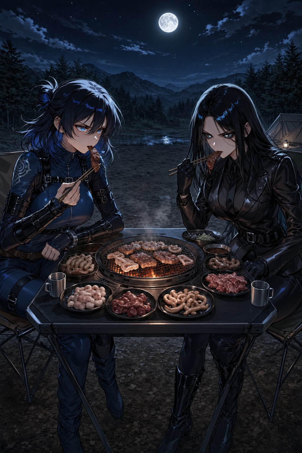 月明かりの下で肉喰らう | の人気AIイラスト・グラビア