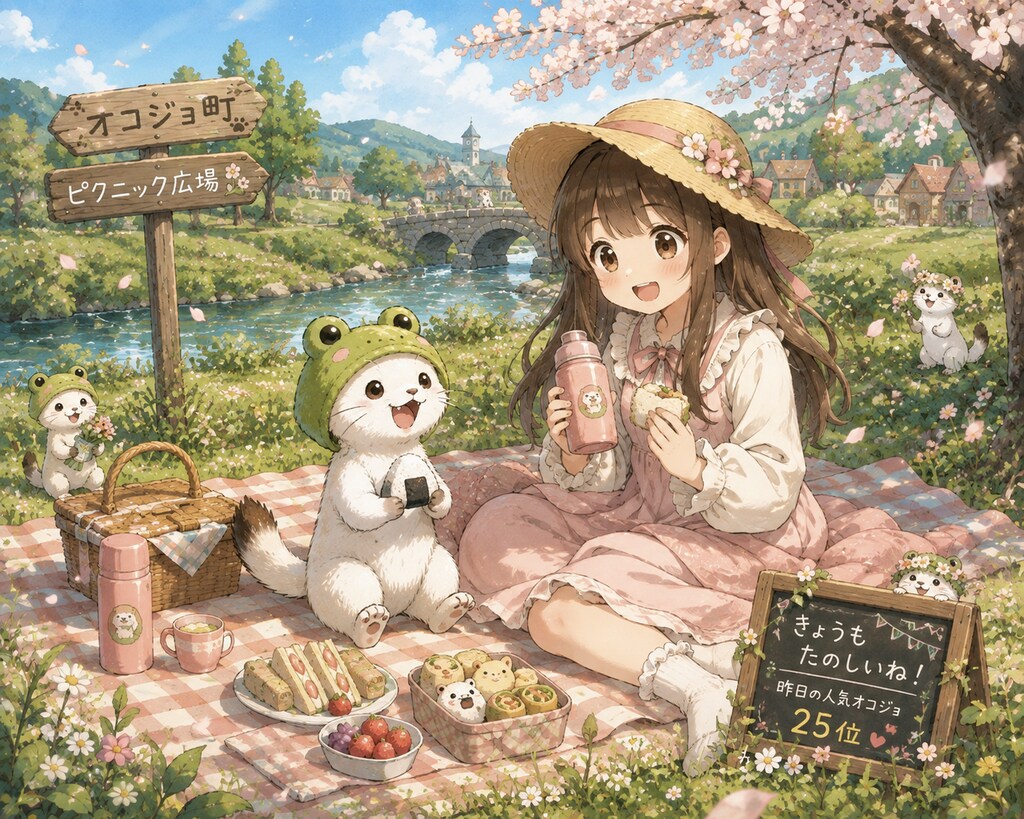 ことはちゃんとオコジョ　二人はピクニックが大好き