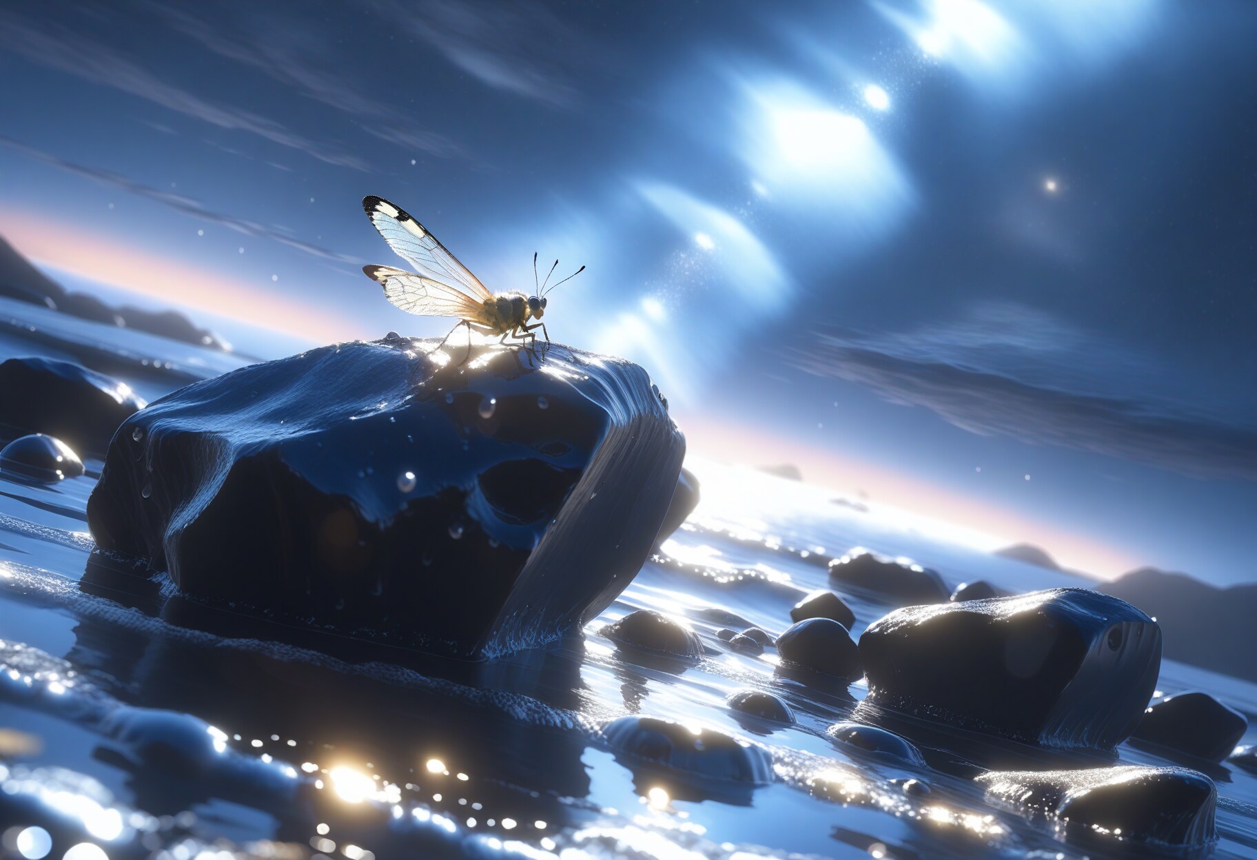 波打ち際の夜光虫