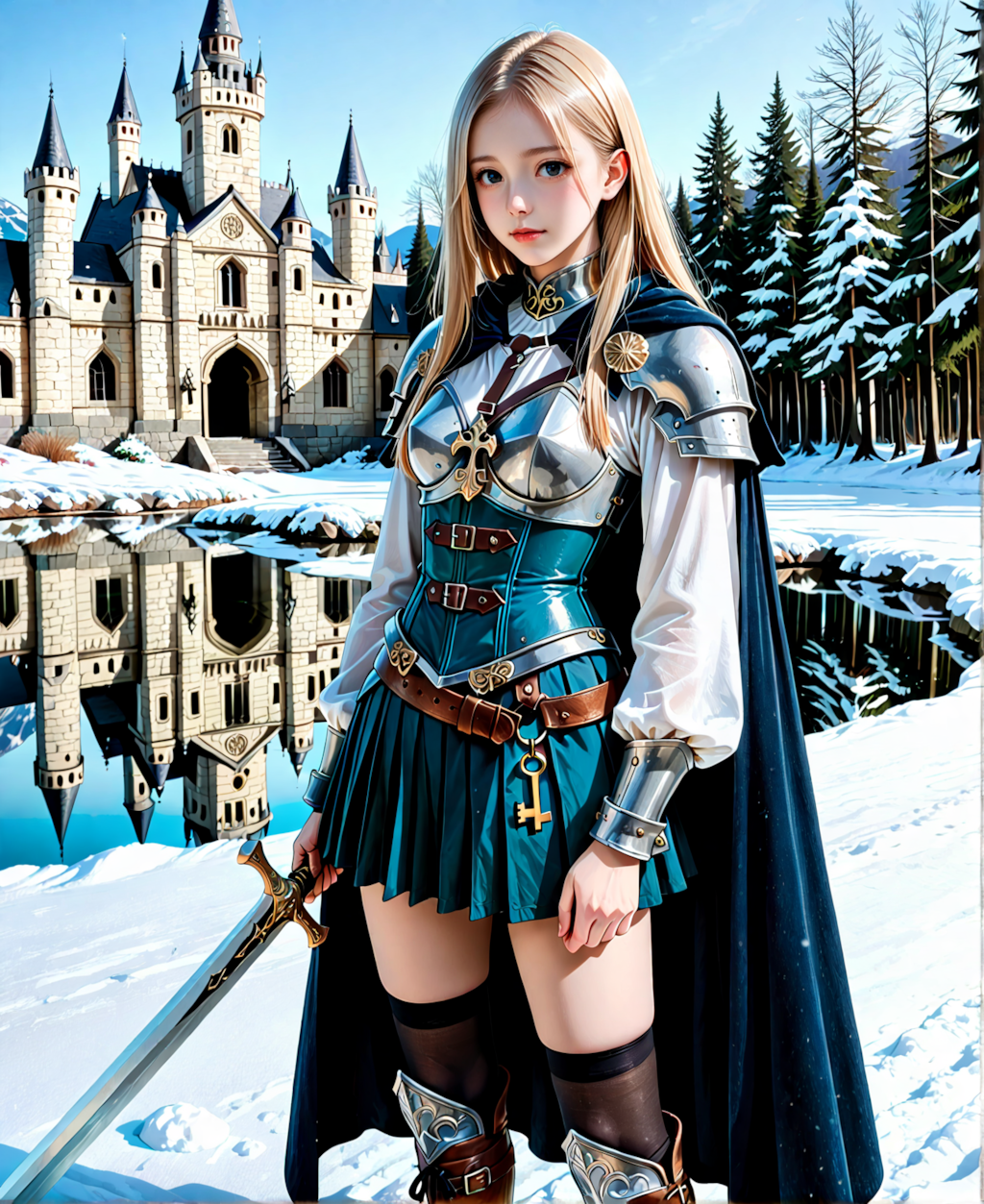 寒さに耐える剣士