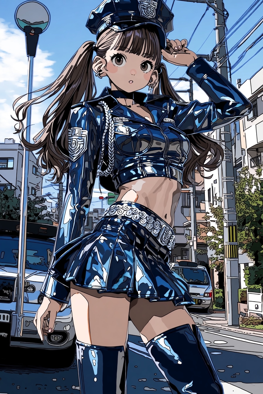 ツインテールな警官ちゃん | の人気AIイラスト・グラビア