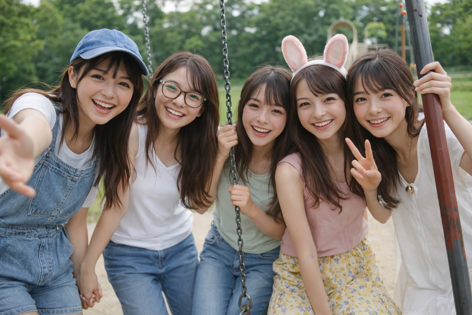 パジャマ５公園であそぶ | の人気AIイラスト・グラビア