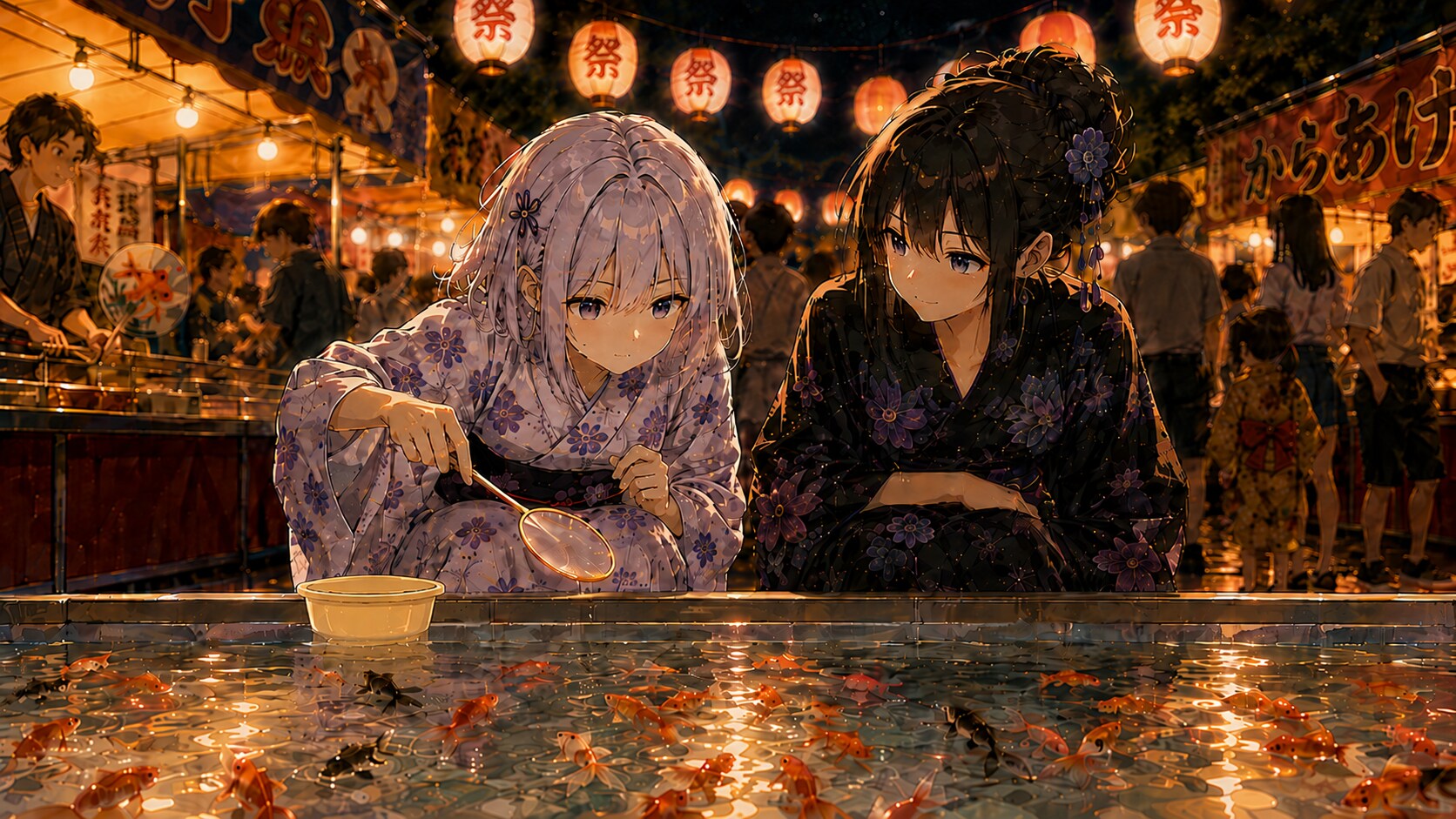 水面に揺れる、夏の夜 | の人気AIイラスト・グラビア