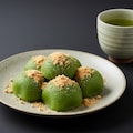 デザートの茶団子と緑茶 3枚目