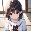 猫と暮らす少女 2枚目