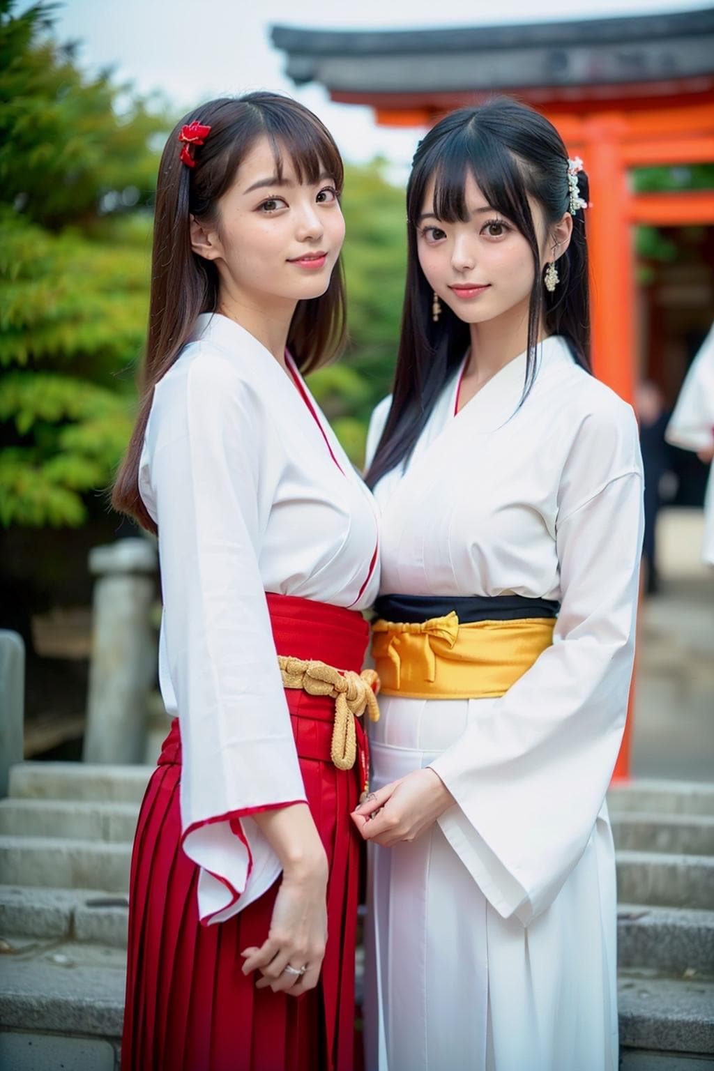 弥彦神社で神子の写真