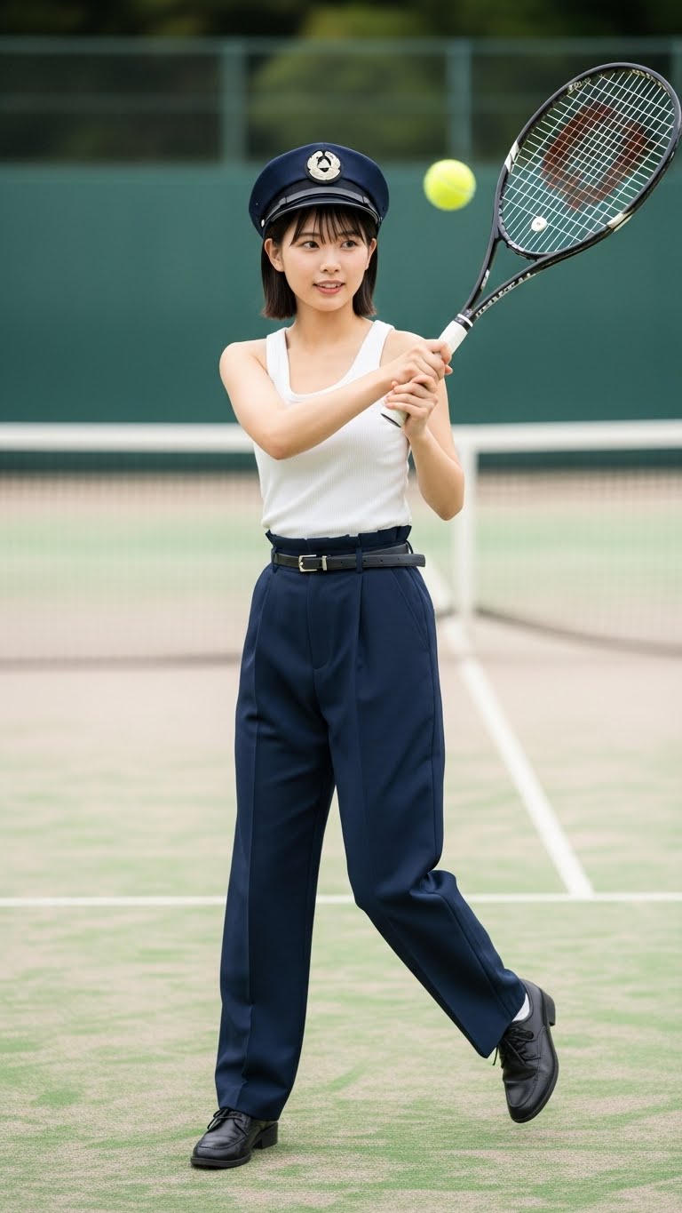 リアルかっこかわいい婦警佐久間夏綺のテニス
