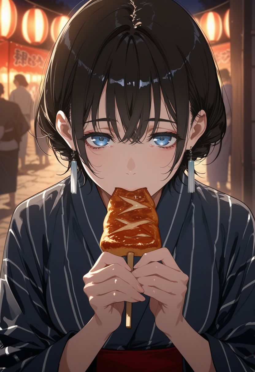はじめてのイカ焼き、はむっ