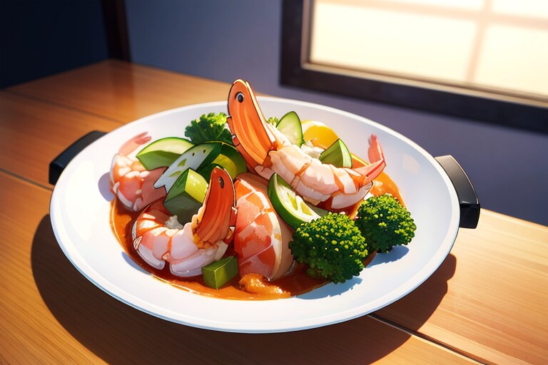 アヒージョ(🦐, 🥦)