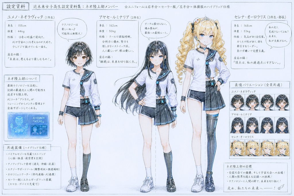 『近未来女子高生ストーリー』設定資料風