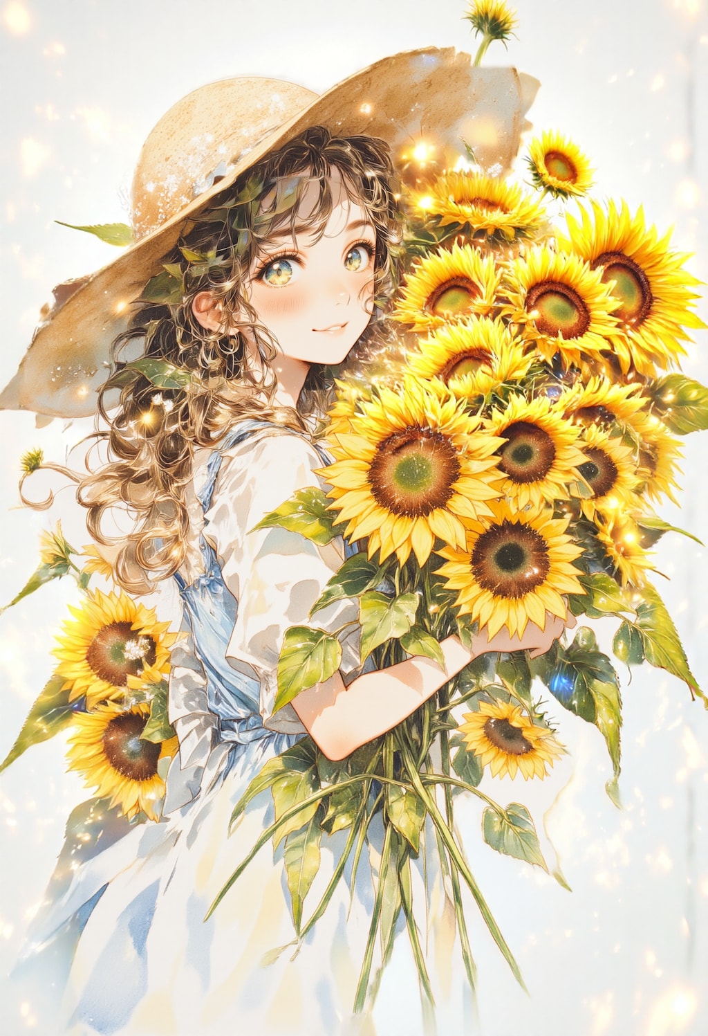 花束を抱える女性