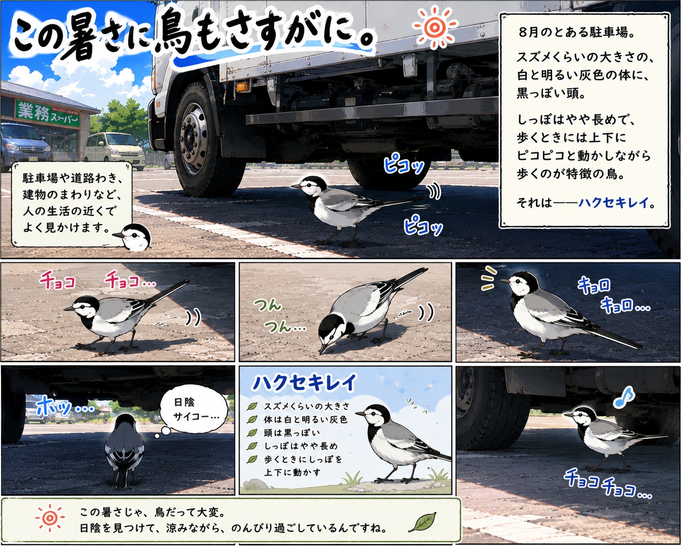 Bahkan burung-burung pun kewalahan menghadapi cuaca panas ini。 | の人気AIイラスト・グラビア