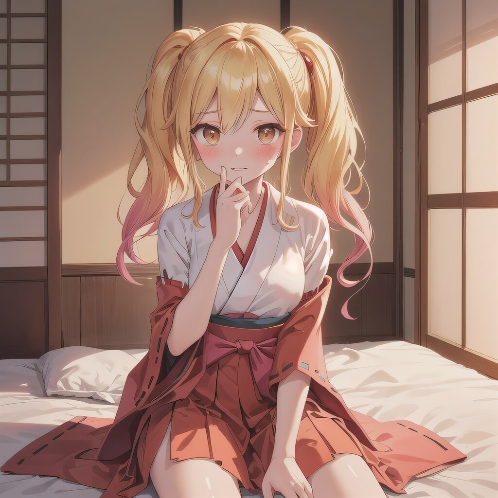 金髪ロングで巫女服の少女６