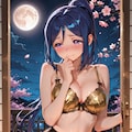 金色下着&パンストの果南と夜桜(ちちぷい版) 2枚目