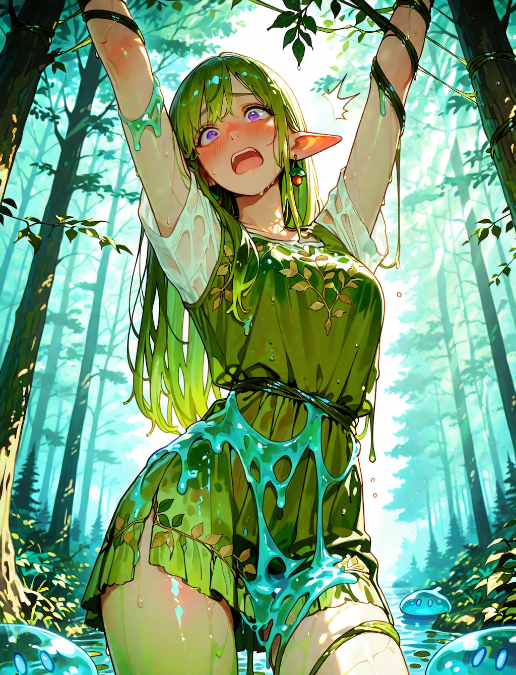 スライムの罠にかかったエルフさん