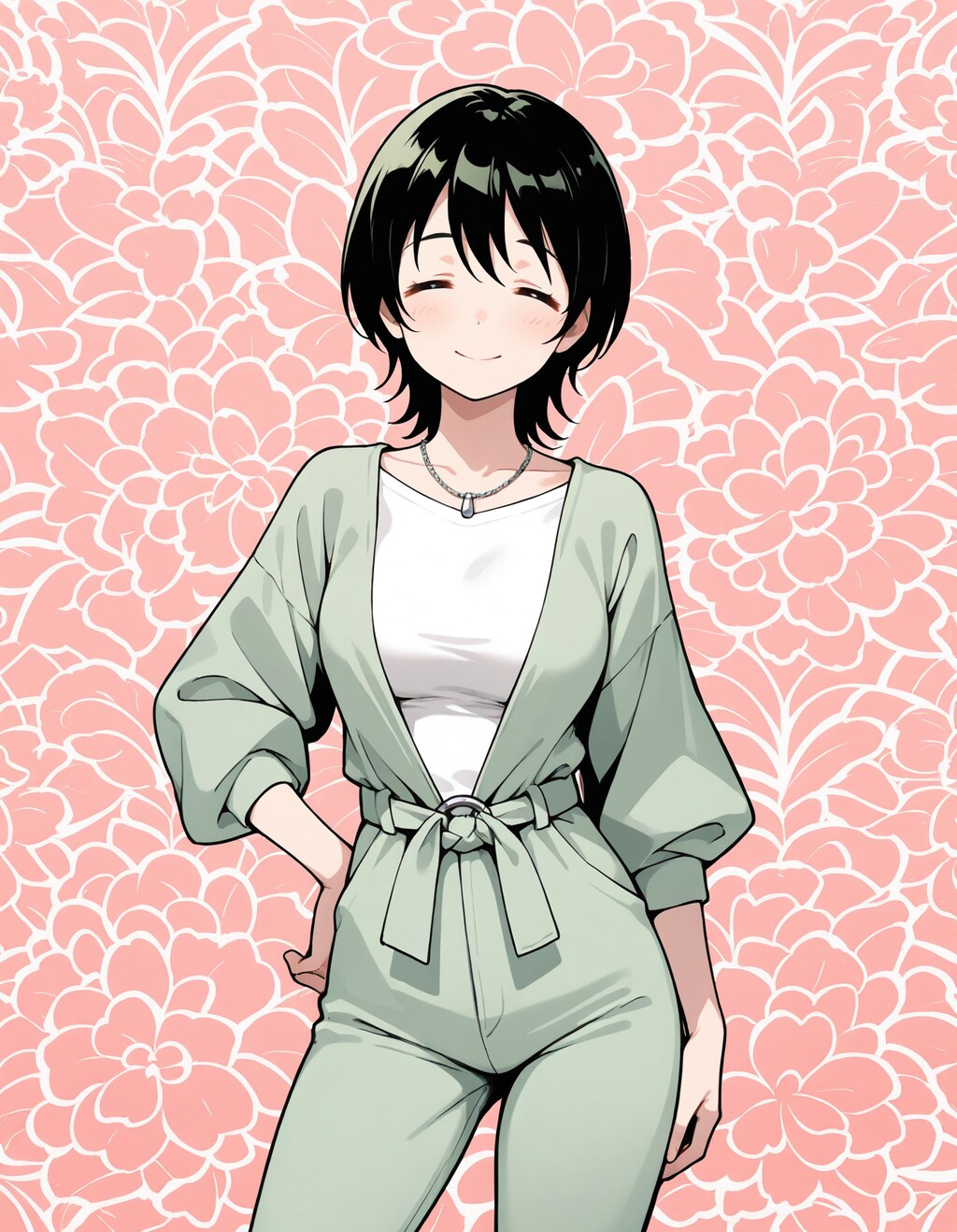 春のジャンプスーツコーデ