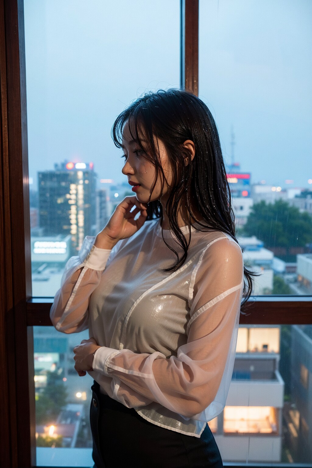 急に雨降るとは思わなかったね...　ねぇ、お礼させてくれない？
