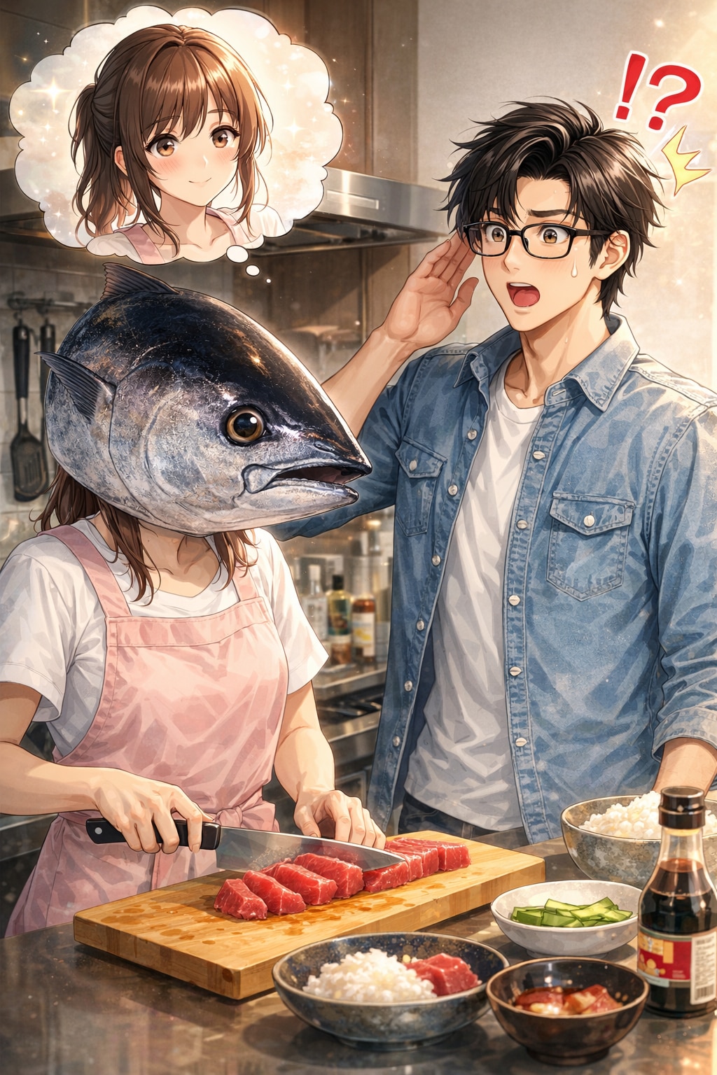 「魚(うお)っ！？朝起きたら妻がツナになってたんだが。」