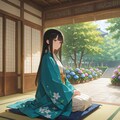 紫陽花と日本家屋 2枚目