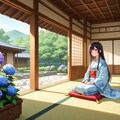紫陽花と日本家屋 3枚目
