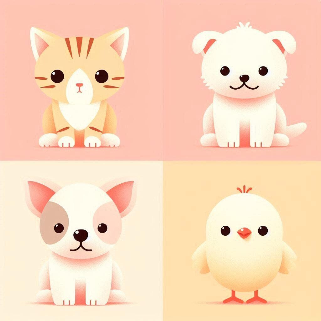 子猫と子犬と、🐤？