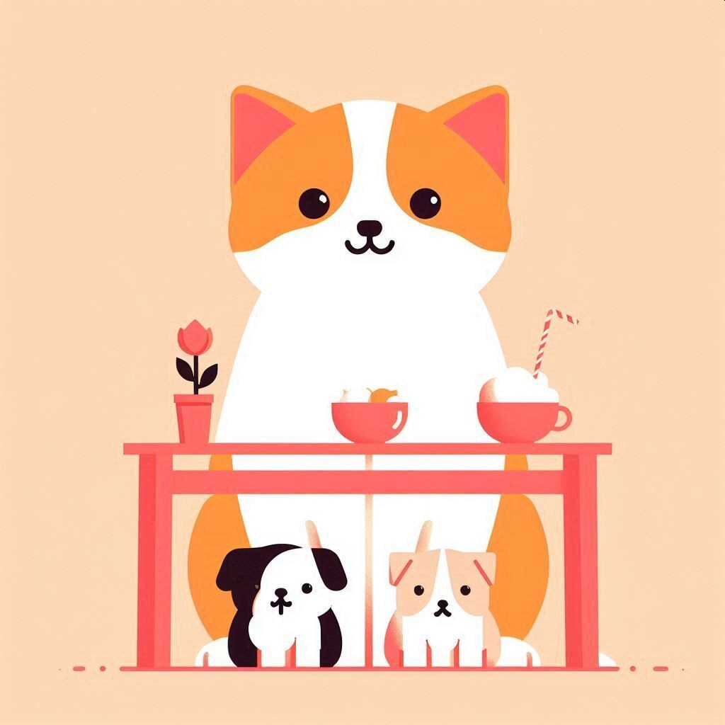 子猫と子犬と、🐤？