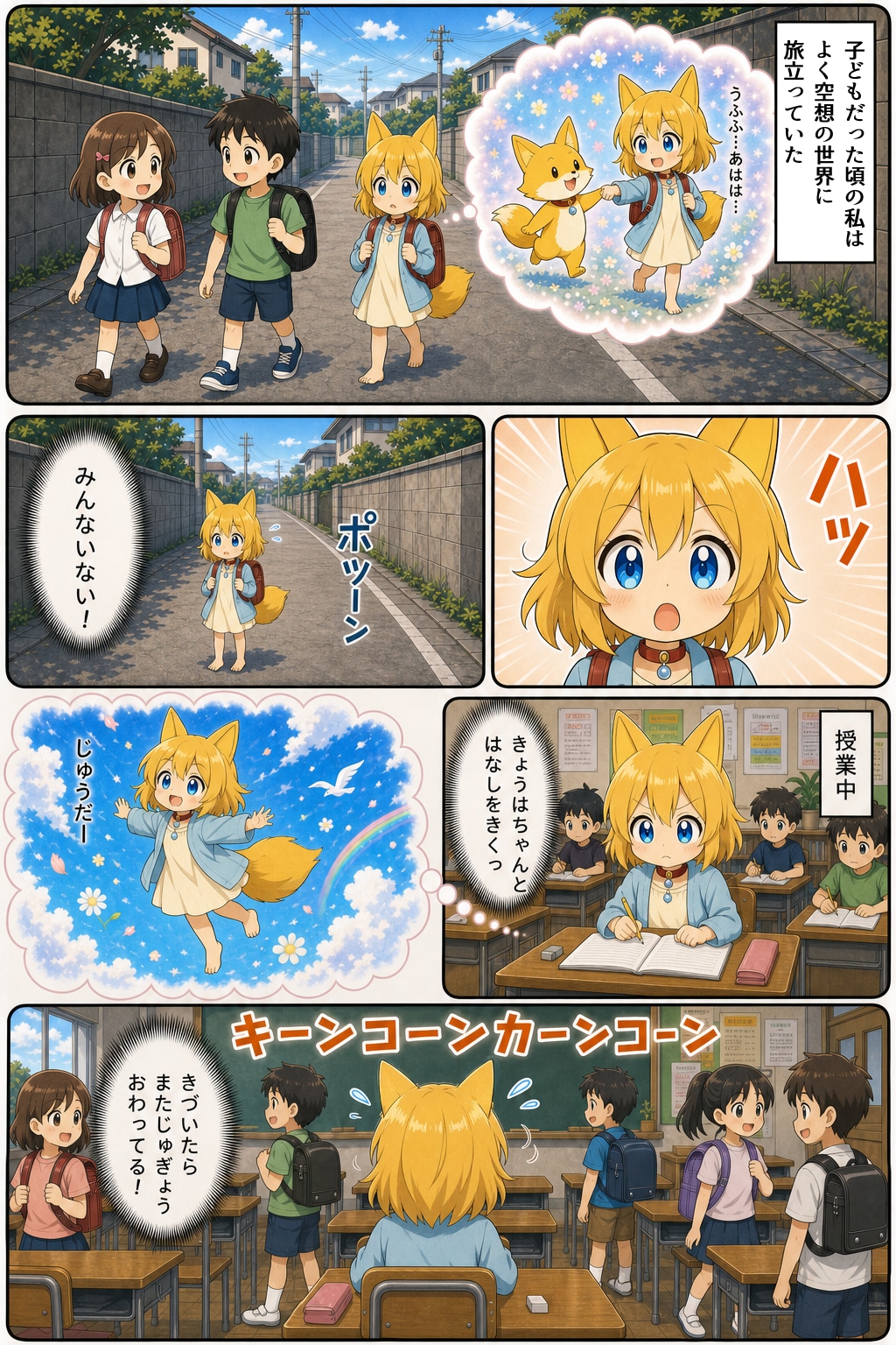 想像の翼を羽ばたかせ遠い場所までお出かけするキツネ