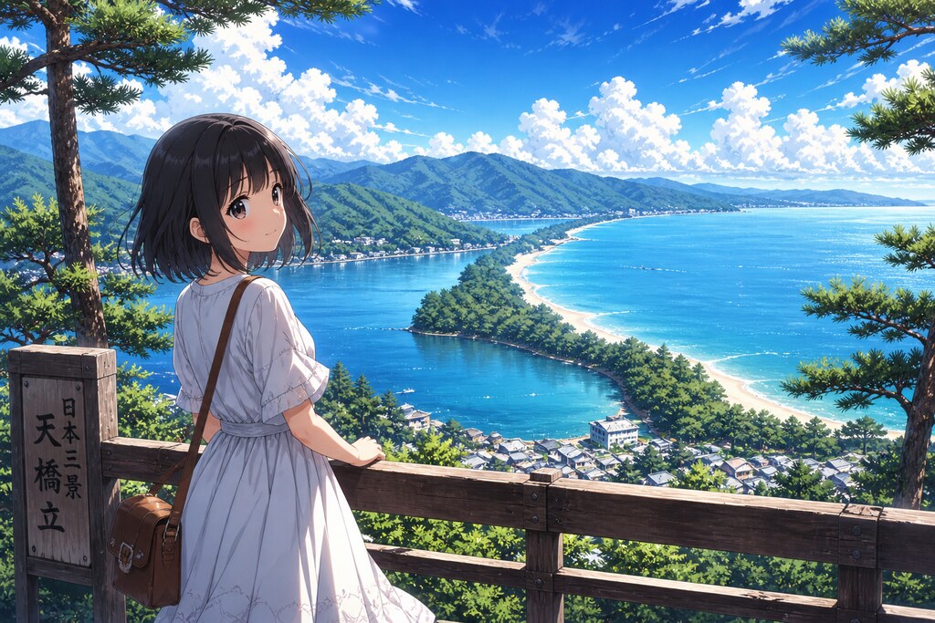 天橋立と女の子