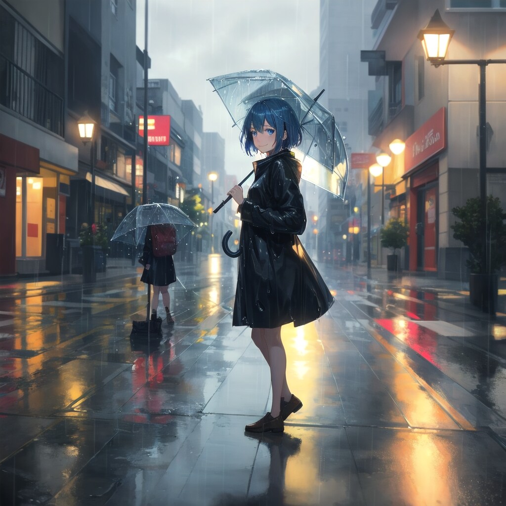 雨の中の傘
