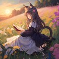 読書する猫耳少女 2枚目