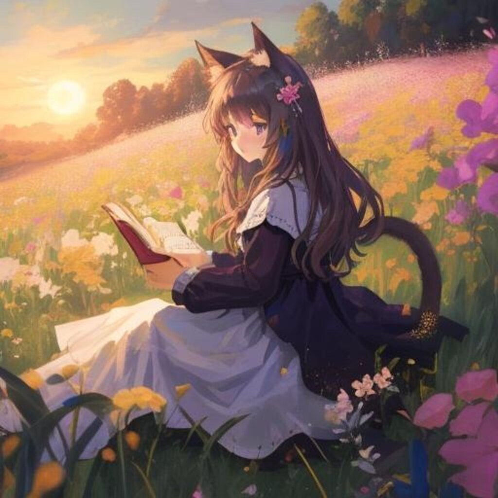 読書する猫耳少女