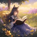 読書する猫耳少女 3枚目
