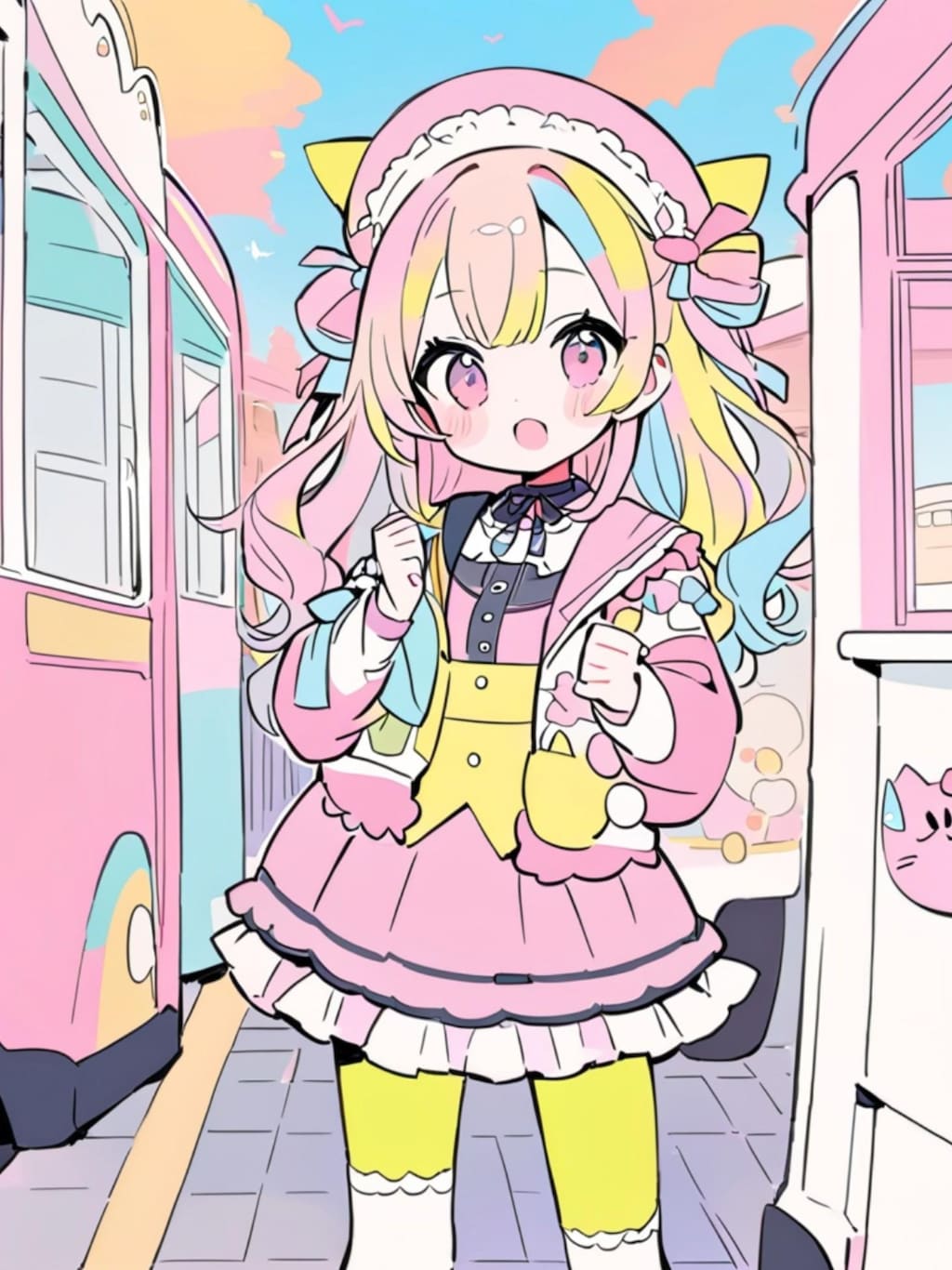 バスを待つフラットちゃん