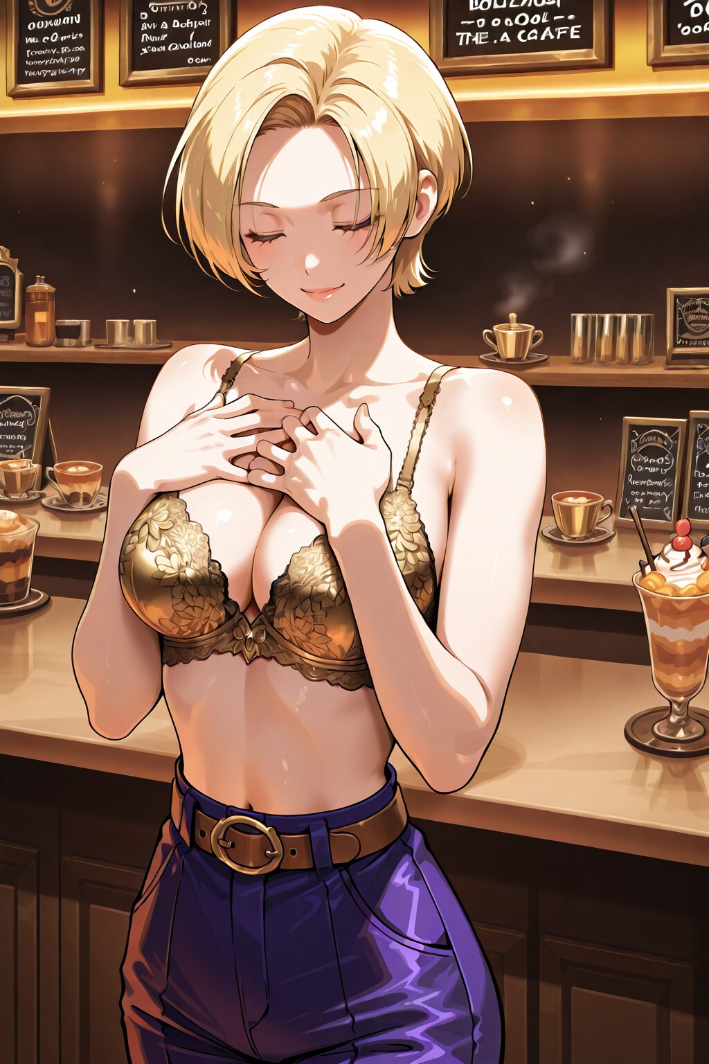 かっこかわいいカフェバーオーナージェシカ・ブレストンの純金レースブラ