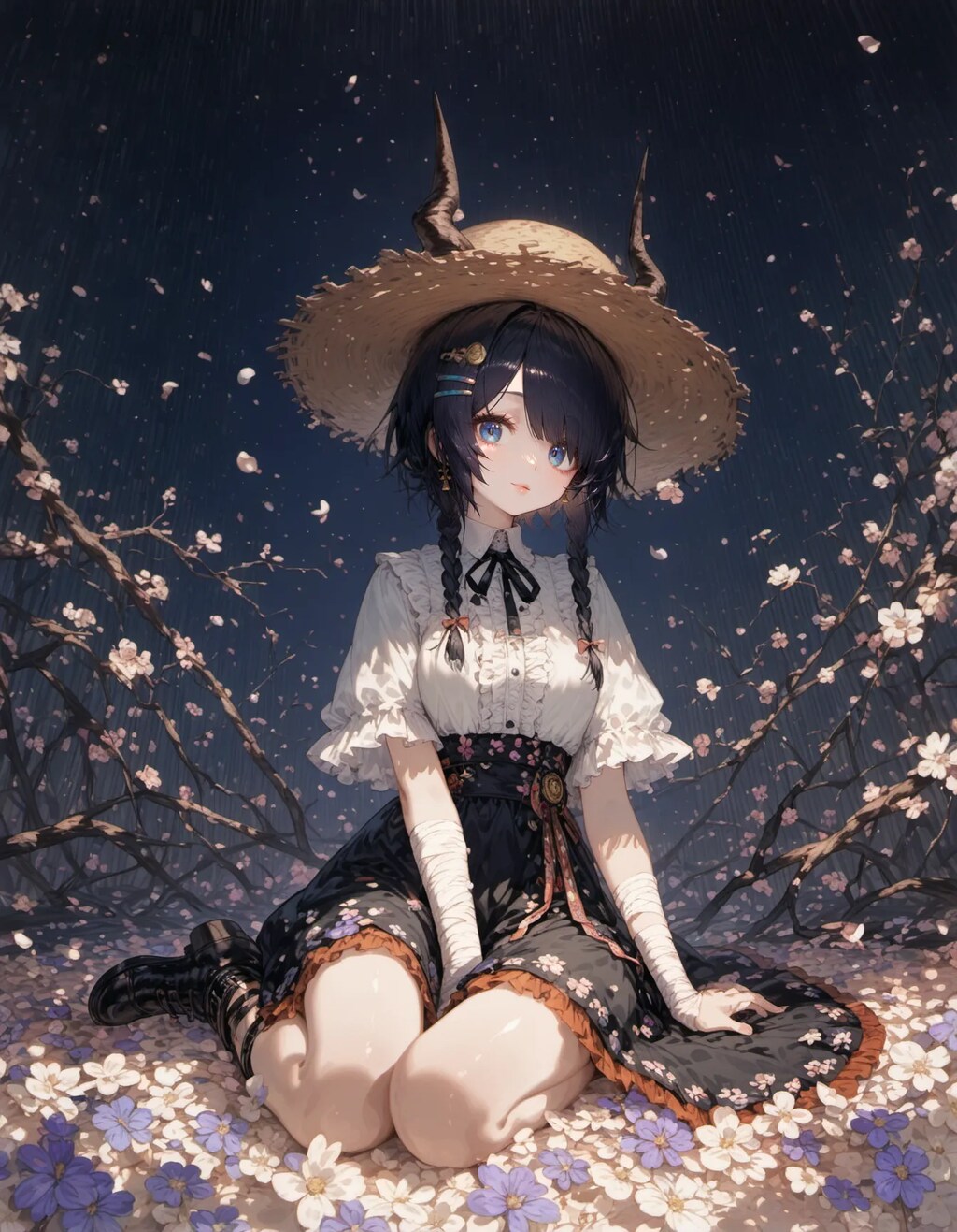 Horned Maiden in the Moonlit Field