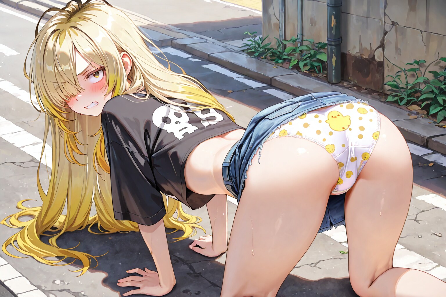 ひよこパンツのヤンキー、派手に転ぶ