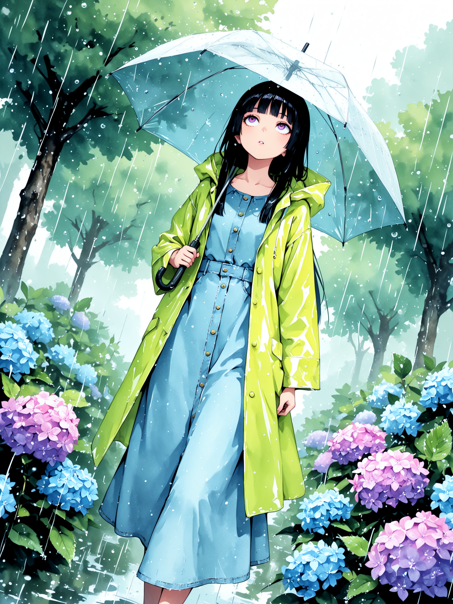 紫陽花と少女