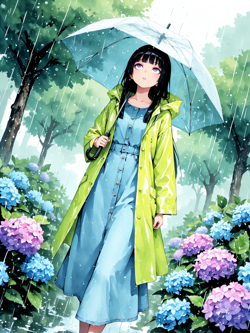 紫陽花と少女