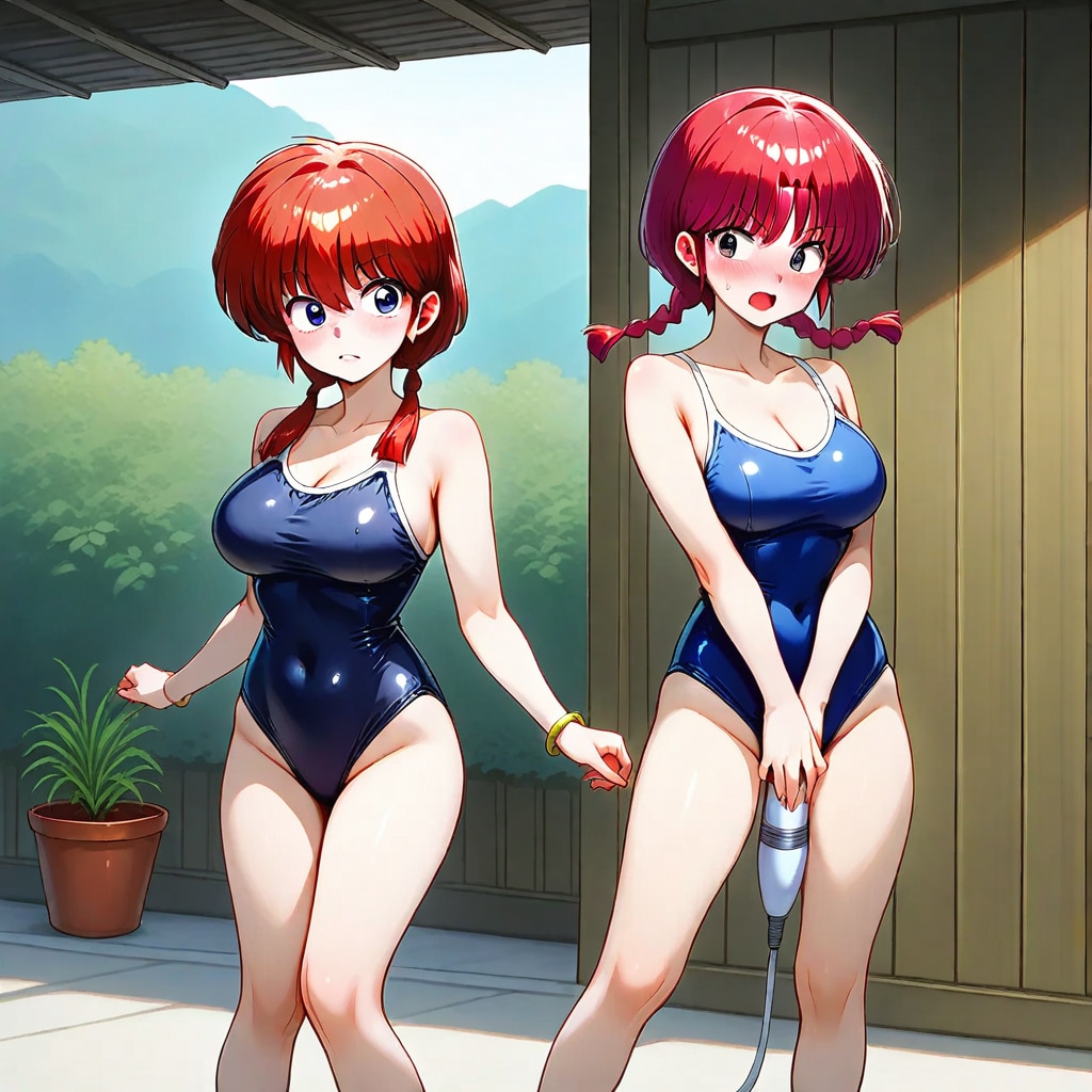 女らんまが2人?!しかも電動マッサージ機でXX?!