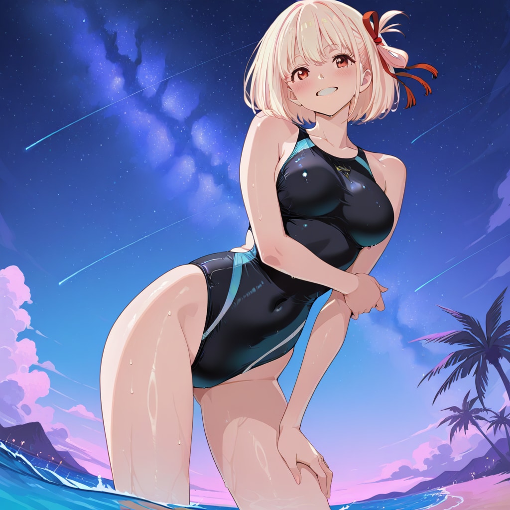 夜のビーチのせんたばちゃん