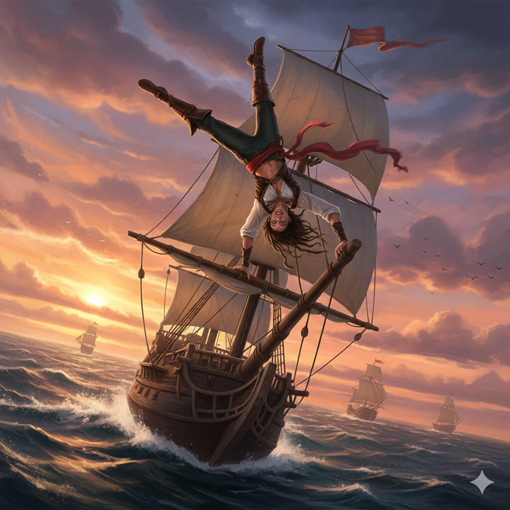 逆立ちの海賊 | の人気AIイラスト・グラビア