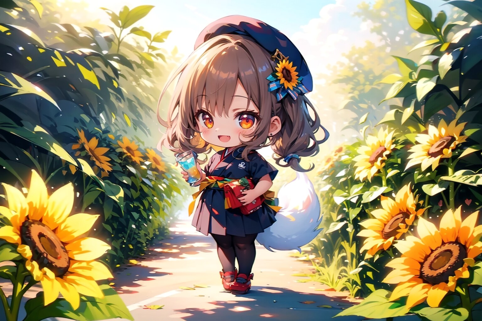 ちびちゃんより、ヒマワリの背が小さい。 | の人気AIイラスト・グラビア