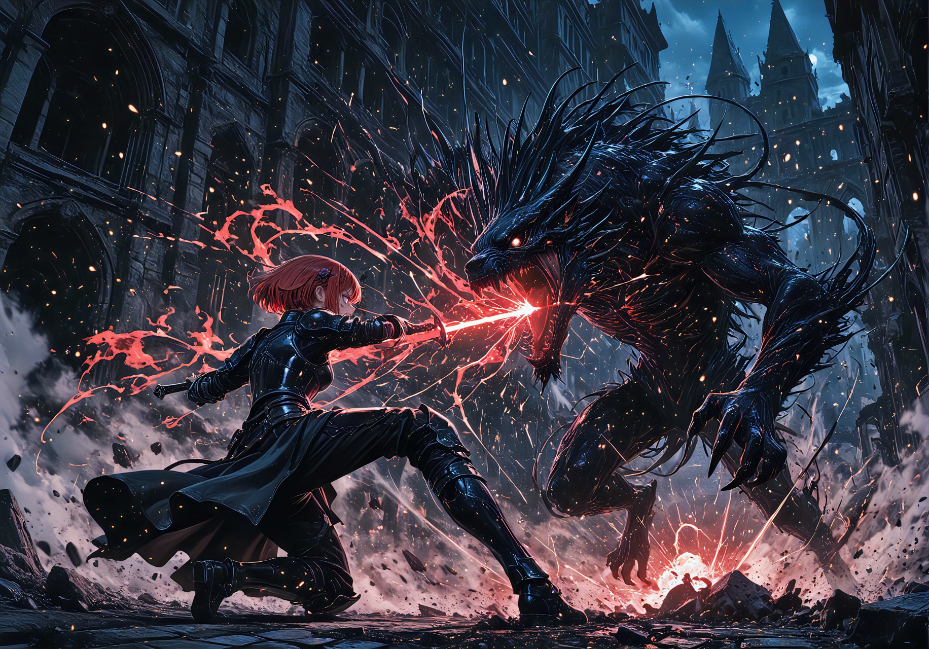 紅焔の牙、闇を貫く | の人気AIイラスト・グラビア