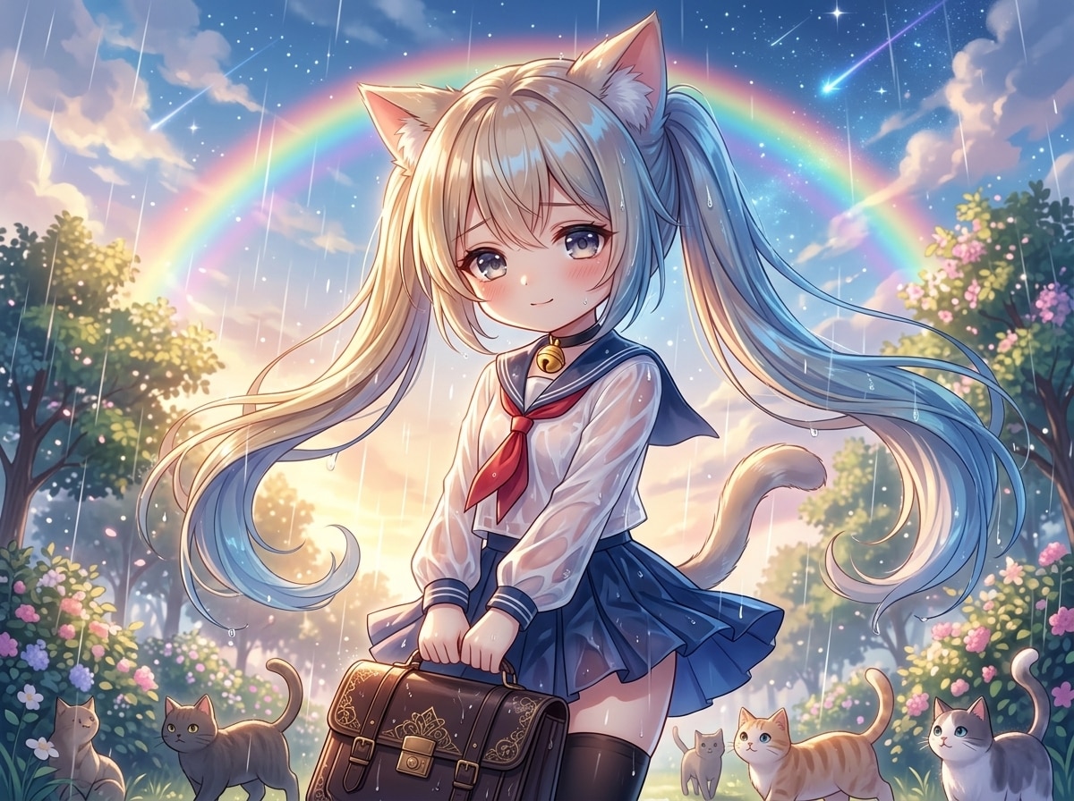 金ツイにゃん。虹 | の人気AIイラスト・グラビア