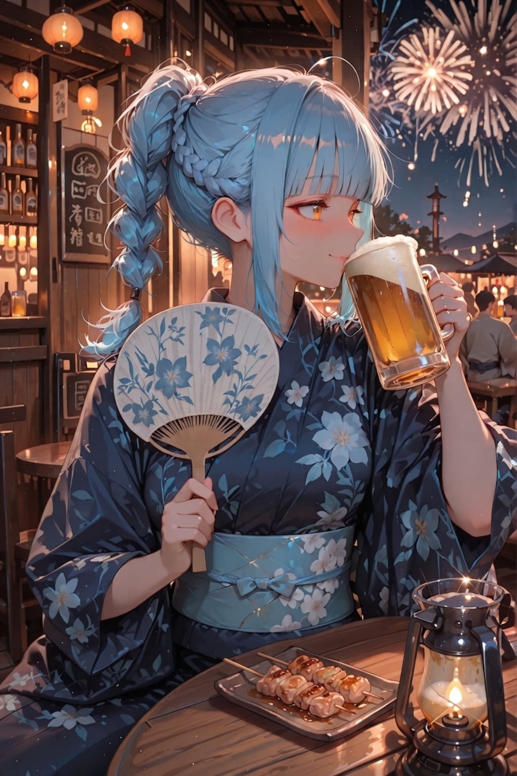 花火を肴に。