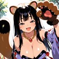 黒眼黒髪のたぬき娘、豆まくよ❤ 3枚目