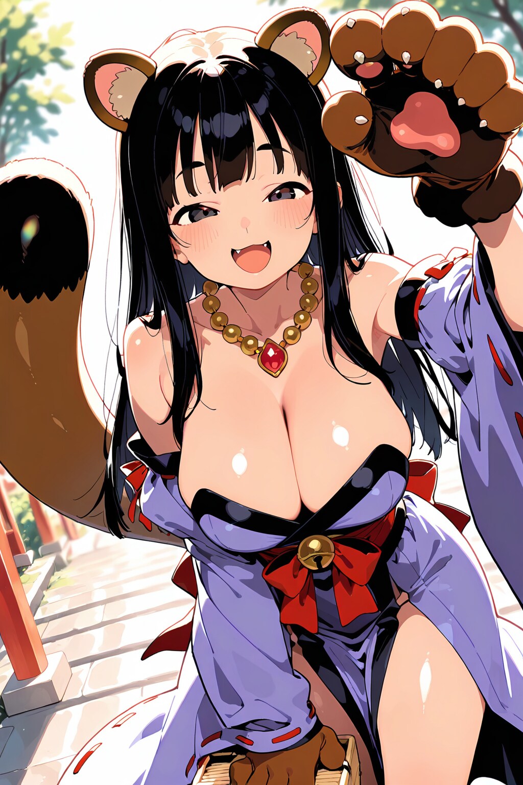 黒眼黒髪のたぬき娘、豆まくよ❤
