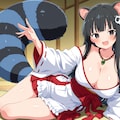 黒眼黒髪のたぬき娘、豆まくよ❤ 2枚目