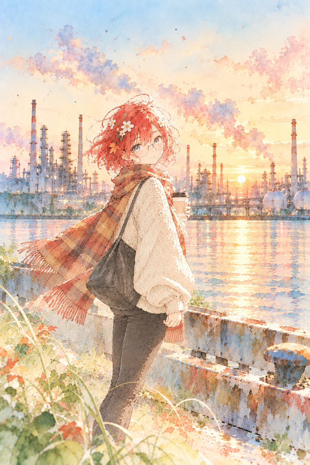 茜色のコンビナート | の人気AIイラスト・グラビア