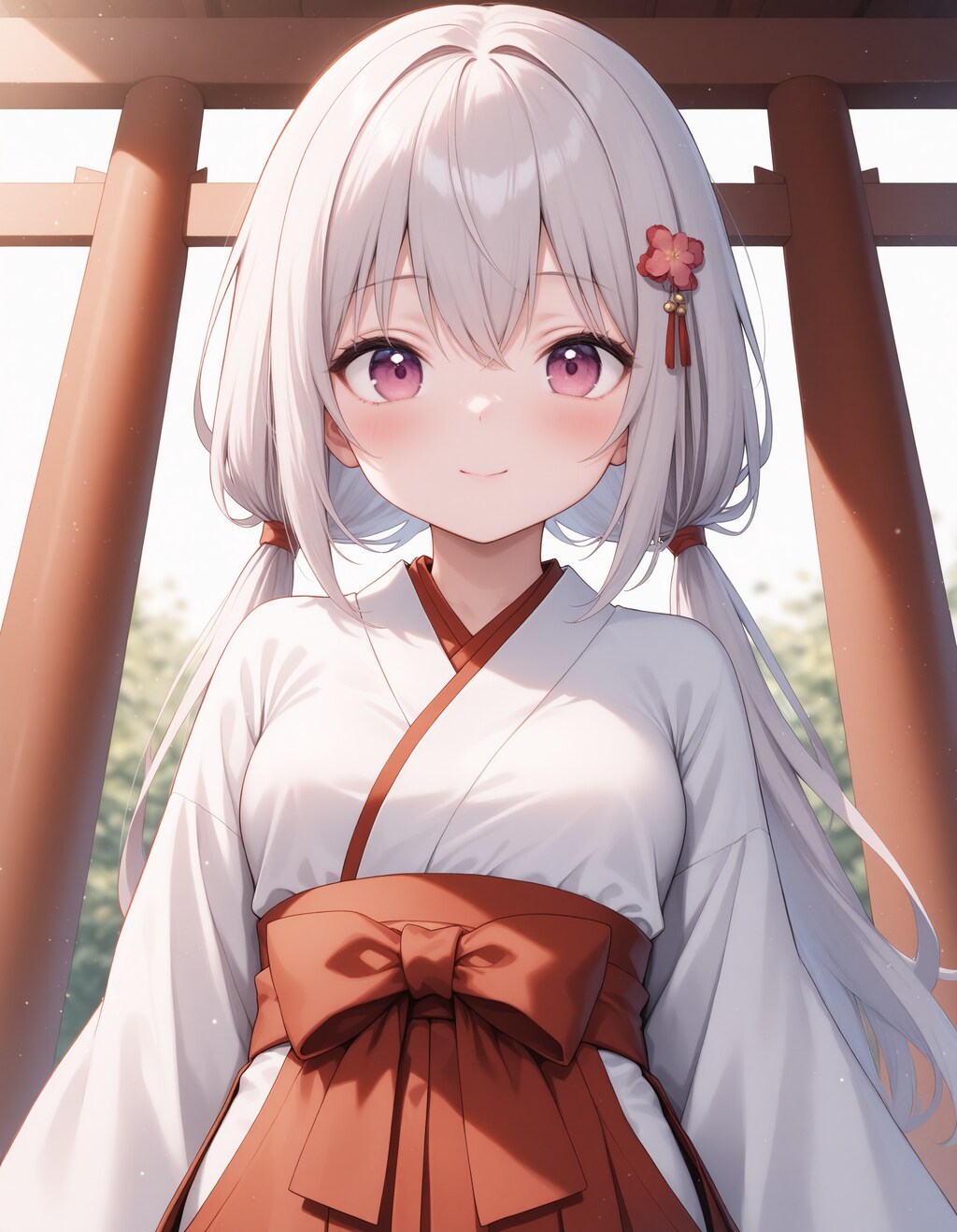 A cute girl, Miko costumeちゃん